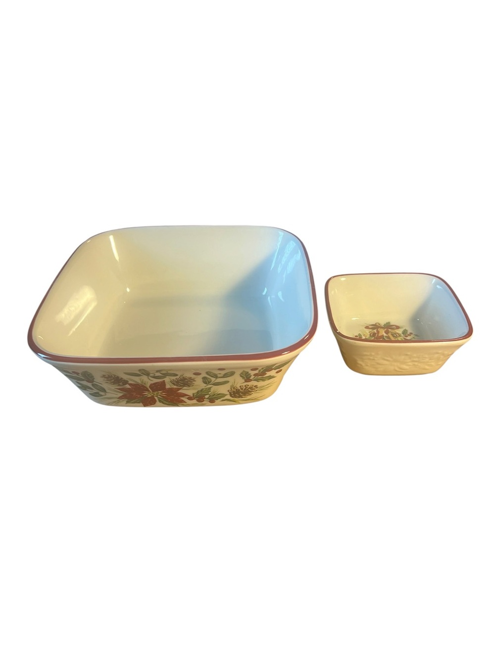 Longaberger Nature's Garland 5" and 9” Square Vegetable Bowls